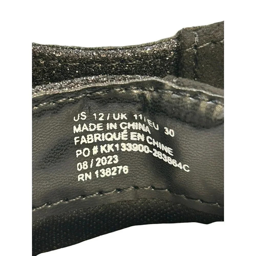 FABKIDS Girl's Glitter Low Cuban Heel Zip-Up Booties DB8 Black Size US: 12